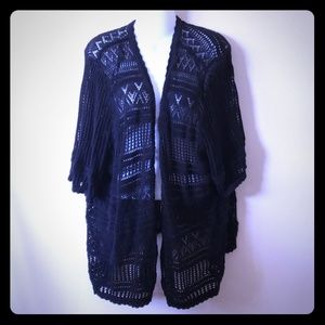 Open knit cotton/ramie cardigan slightly faded